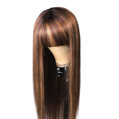 None Lace Wigs 10-26 Inch P4/27 Women Wig Full Machine Made Human Hair Wigs With Bangs