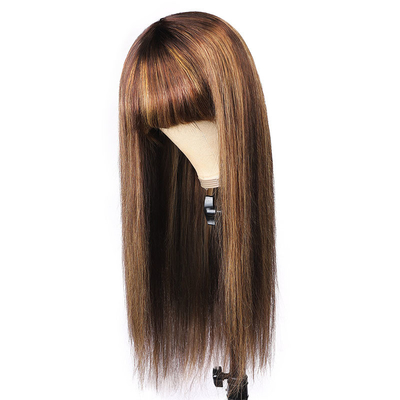 None Lace Wigs 10-26 Inch P4/27 Women Wig Full Machine Made Human Hair Wigs With Bangs