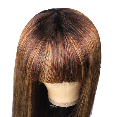None Lace Wigs 10-26 Inch P4/27 Women Wig Full Machine Made Human Hair Wigs With Bangs