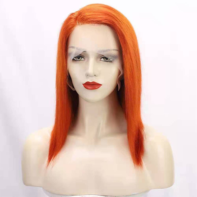 12inch Natural Straight HD Lace Frontal Wigs with Orange Color No Tangling or Shedding
