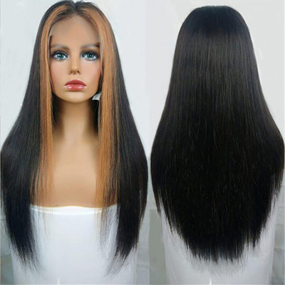 12inch Natural Straight HD Lace Frontal Wigs with Orange Color No Tangling or Shedding