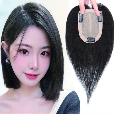 180% Density Remy Hair Toupee with Silk Base Top and 24mm Toupee Texture Length 30cm