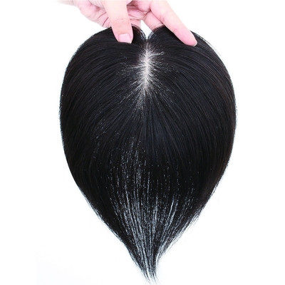 180% Density Remy Hair Toupee with Silk Base Top and 24mm Toupee Texture Length 30cm
