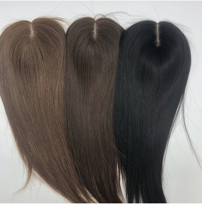 Women's Straight Silk Base Toupee with Swiss Lace Frontal Closure and Hair Topper