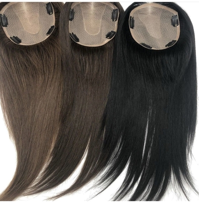 Women's Straight Silk Base Toupee with Swiss Lace Frontal Closure and Hair Topper