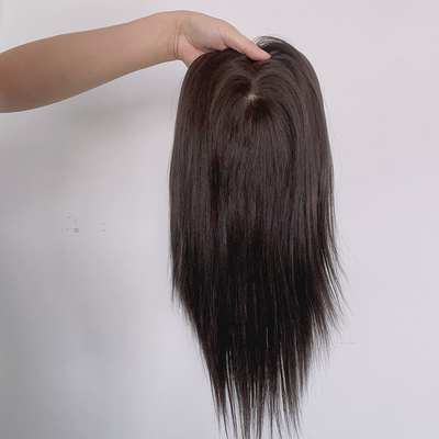 Women's Straight Silk Base Toupee with Swiss Lace Frontal Closure and Hair Topper