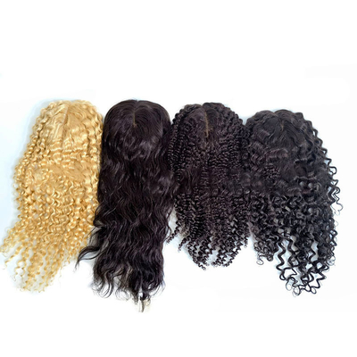 Full Hand Made 2024 Trend Blonde Remy Wavy Curly European Human Hair Topper For Women