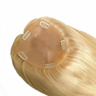 Full Hand Made 2024 Trend Blonde Remy Wavy Curly European Human Hair Topper For Women