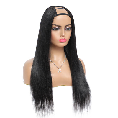 Full Cuticle Brazilian Hair Preplucked U Part Wig with 180% Density in Bone Straight