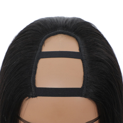 Full Cuticle Brazilian Hair Preplucked U Part Wig with 180% Density in Bone Straight
