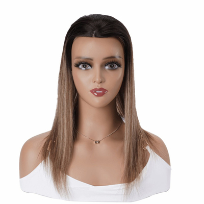 8-22 inches Length Hand-Tied Lace Front And Weft Hollow Net Brown Balayage Human Hair