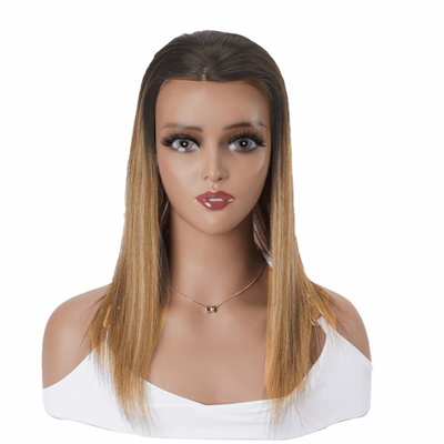 8-22 inches Length Hand-Tied Lace Front And Weft Hollow Net Brown Balayage Human Hair