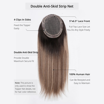 8-22 inches Length Hand-Tied Lace Front And Weft Hollow Net Brown Balayage Human Hair