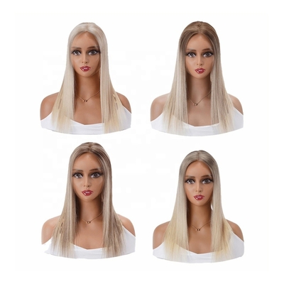 Real Natural Jewish Pu Hair Topper For Women End Silk Lace Front European Blond 100-200g