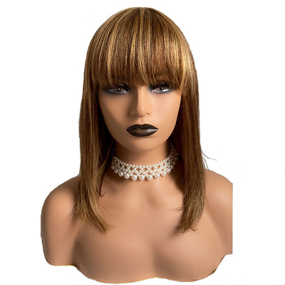 Glueless Bob Wigs 100% Remy Human Hair None Lace Front P4/27 Brazilian Straight