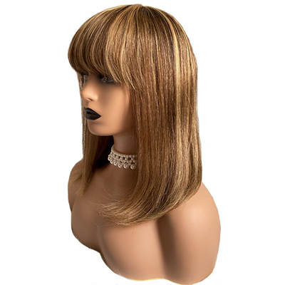 Glueless Bob Wigs 100% Remy Human Hair None Lace Front P4/27 Brazilian Straight