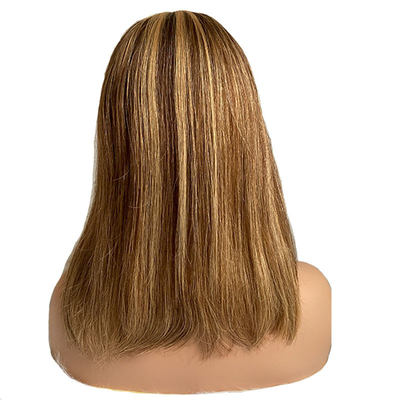 Glueless Bob Wigs 100% Remy Human Hair None Lace Front P4/27 Brazilian Straight