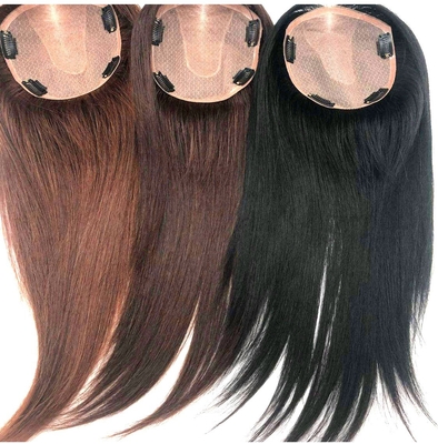 Silk Base Human Hair Toppers Lace Toupee for Women Virgin Hair Straight Toppers
