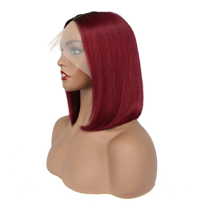 100% Human Hair Short Curly Bob Straight Pixie Lace Front Wig T-Part Brazilian Weaves