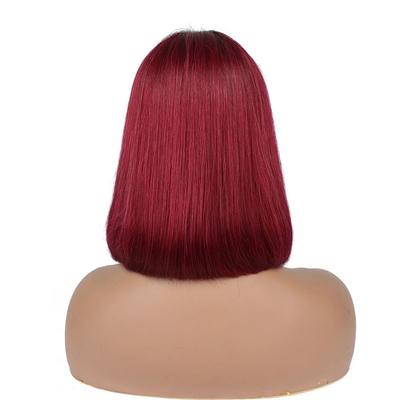 100% Human Hair Short Curly Bob Straight Pixie Lace Front Wig T-Part Brazilian Weaves