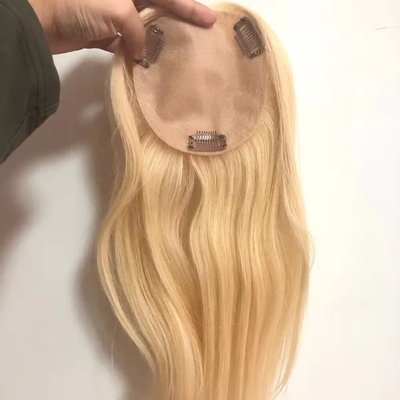 100% Human Hair Topper for Women Natural Silk Base Toupee in Straight Style