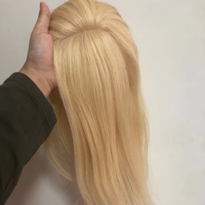 100% Human Hair Topper for Women Natural Silk Base Toupee in Straight Style