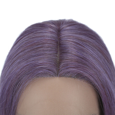 Smoke Purple Color Straight Short Bob Wigs HD Lace Frontal Human Hair for Black Women
