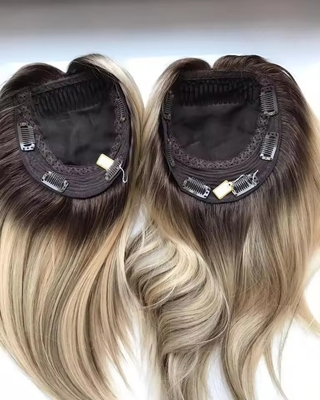 8-22 Inches Length Human Hair Topper with 120% Toupee Density OEM Silk