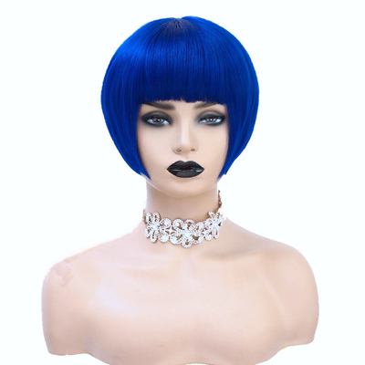 Swiss Lace Base Material Remy Hair Virgin Silky Short Bob Cut Wigs For Women with 1