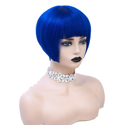 Swiss Lace Base Material Remy Hair Virgin Silky Short Bob Cut Wigs For Women with 1