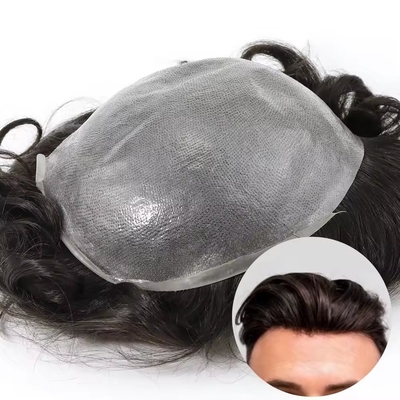 Thin Skin Toupee For Men European Hair with Full Cuticle Aligned Hair