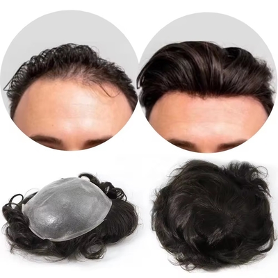 Thin Skin Toupee For Men European Hair with Full Cuticle Aligned Hair