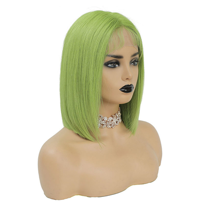 100% Human Hair Brazilian HD Lace Frontal 8A 10A 12A Short Green Bob Wig with Swiss Lace