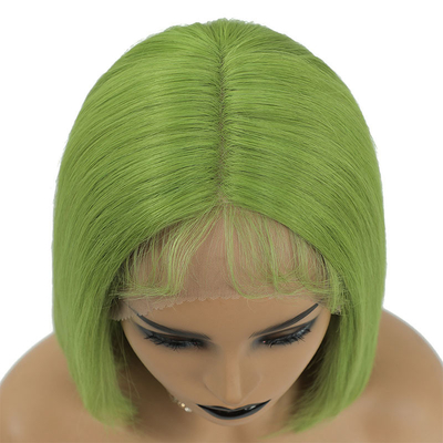 100% Human Hair Brazilian HD Lace Frontal 8A 10A 12A Short Green Bob Wig with Swiss Lace
