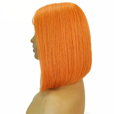 14inch HD Lace Front Bob Wigs with Natural Orange Silky Straight Human Peruvian Hair