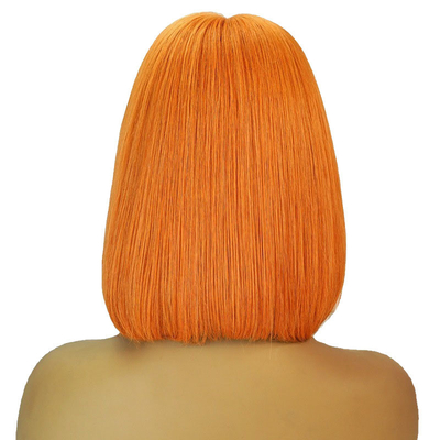 14inch HD Lace Front Bob Wigs with Natural Orange Silky Straight Human Peruvian Hair