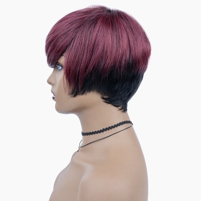6inch Summer HD Swiss Lace Raw Virgin Human Hair Silky Straight Short Perruque Pixie Cut Wigs For Black Women