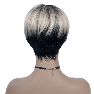 6inch Summer HD Swiss Lace Raw Virgin Human Hair Silky Straight Short Perruque Pixie Cut Wigs For Black Women