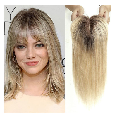 Silk Base Clip In Topper 14 Inches 150% Density Natural Black/Dark Brown/Mocca Brown