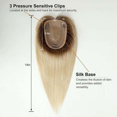 Silk Base Clip In Topper 14 Inches 150% Density Natural Black/Dark Brown/Mocca Brown