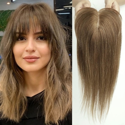Silk Base Clip In Topper 14 Inches 150% Density Natural Black/Dark Brown/Mocca Brown