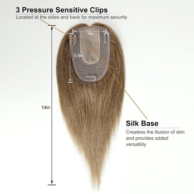 Silk Base Clip In Topper 14 Inches 150% Density Natural Black/Dark Brown/Mocca Brown