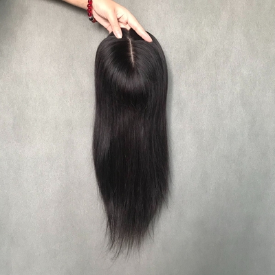 18 Inches European Natural Real Free Part Silk Base Human Hair Clip In Topper for Women