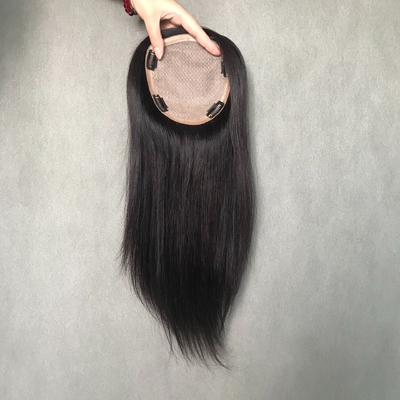 18 Inches European Natural Real Free Part Silk Base Human Hair Clip In Topper for Women