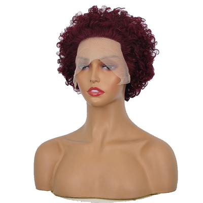 99J Burgundy Raw Indian Virgin Cuticle Aligned Human Hair Lace Front Wigs for Small Size
