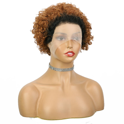 Short Hair Curly Wavy Wig for Black Ladies Machine Made Remy Hair Pixie Wig