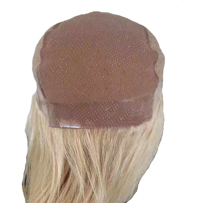 16-24inch 613 Blonde Hand Tied PU Silicon Medical Wigs for White Women 100% Human Hair
