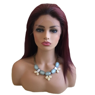 100% Human Hair Brazilian 99J Ombre Full Lace Wig Swiss 360 Lace Front 10-24 Inch Transparent HD