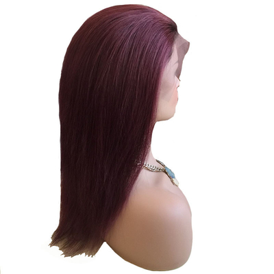 100% Human Hair Brazilian 99J Ombre Full Lace Wig Swiss 360 Lace Front 10-24 Inch Transparent HD