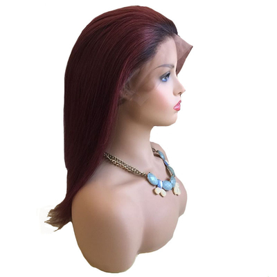 100% Human Hair Brazilian 99J Ombre Full Lace Wig Swiss 360 Lace Front 10-24 Inch Transparent HD
